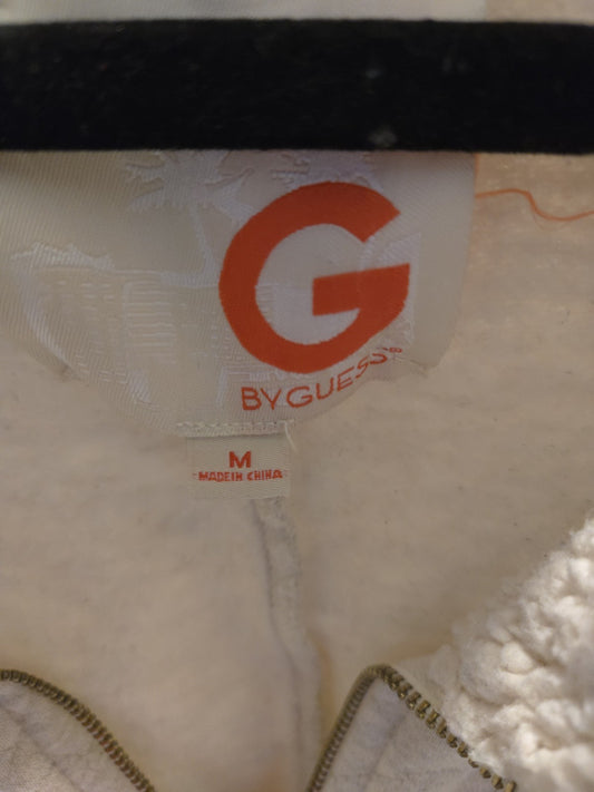 GUESS Women's M Gray Sherpa Shawl Collar Moto Biker Knit Jacket Cozy Soft