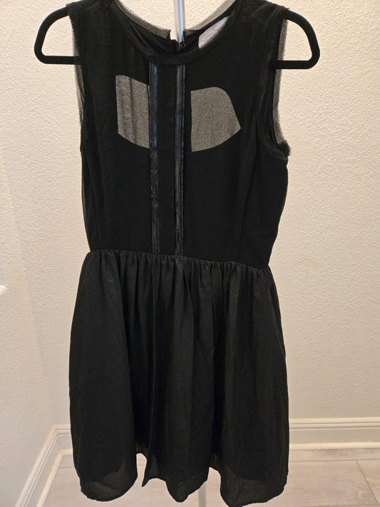 Jessica Simpson 8 Black Mesh Illusion Skater Mini Dress Zipper Fit Flare