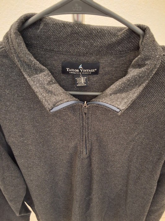 Tailor Vintage Men's L Gray Quarter-Zip Pullover Sweater Long Sleeve