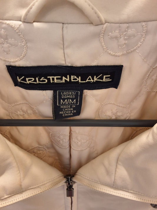 Kristen Blake Women's Medium Ivory Full-Zip Quilted Lined Jacket Trench Coat