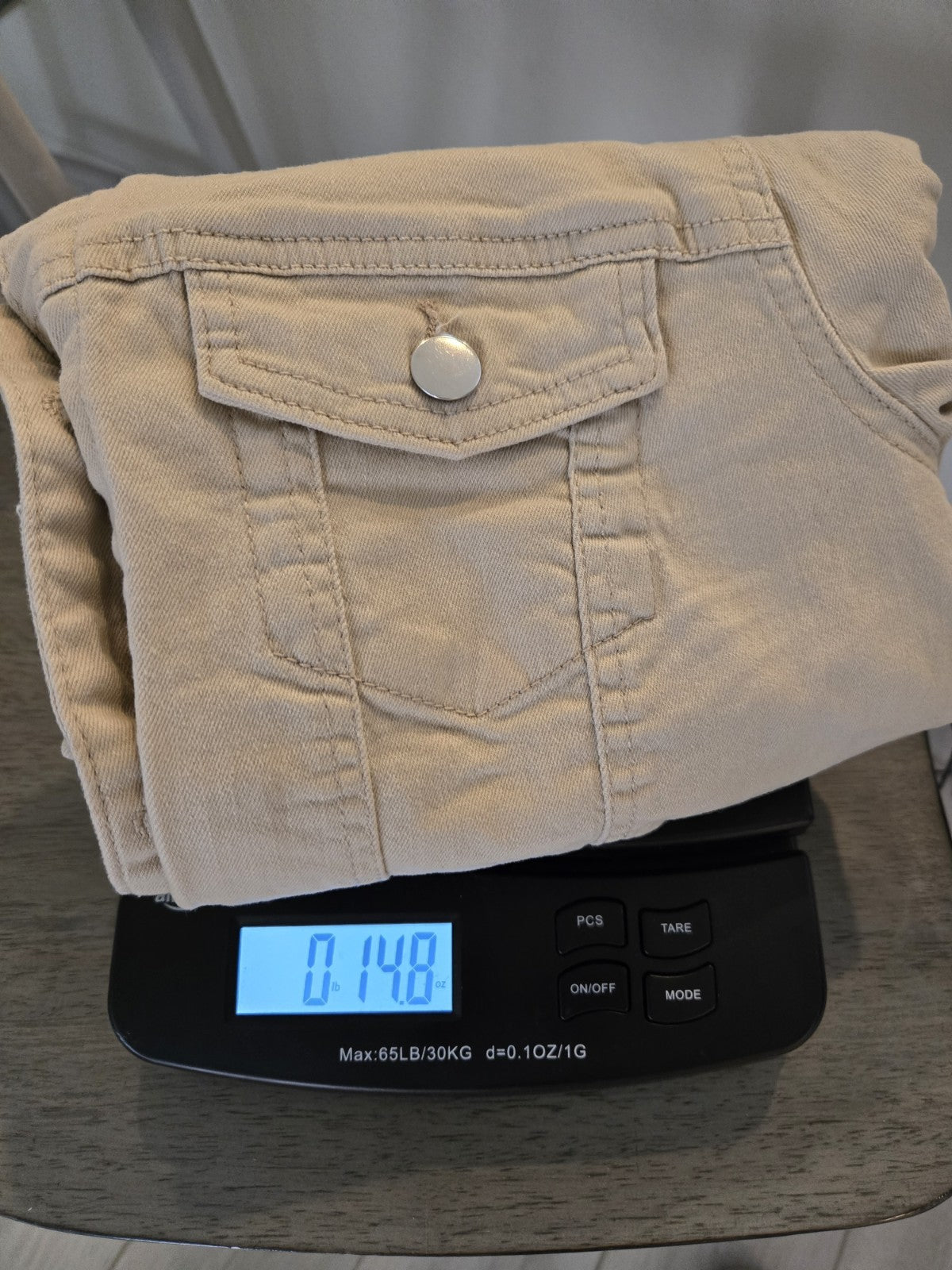Active USA Khaki Denim Jacket M Womens Beige Jean Trucker Coat