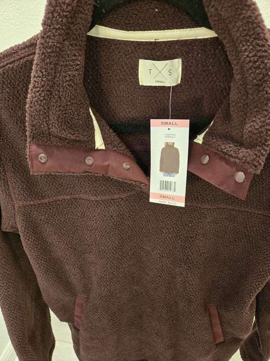 T.S. Taking Shape S Burgundy Teddy Fleece 1/4 Snap Sweatshirt NWT MSRP $64