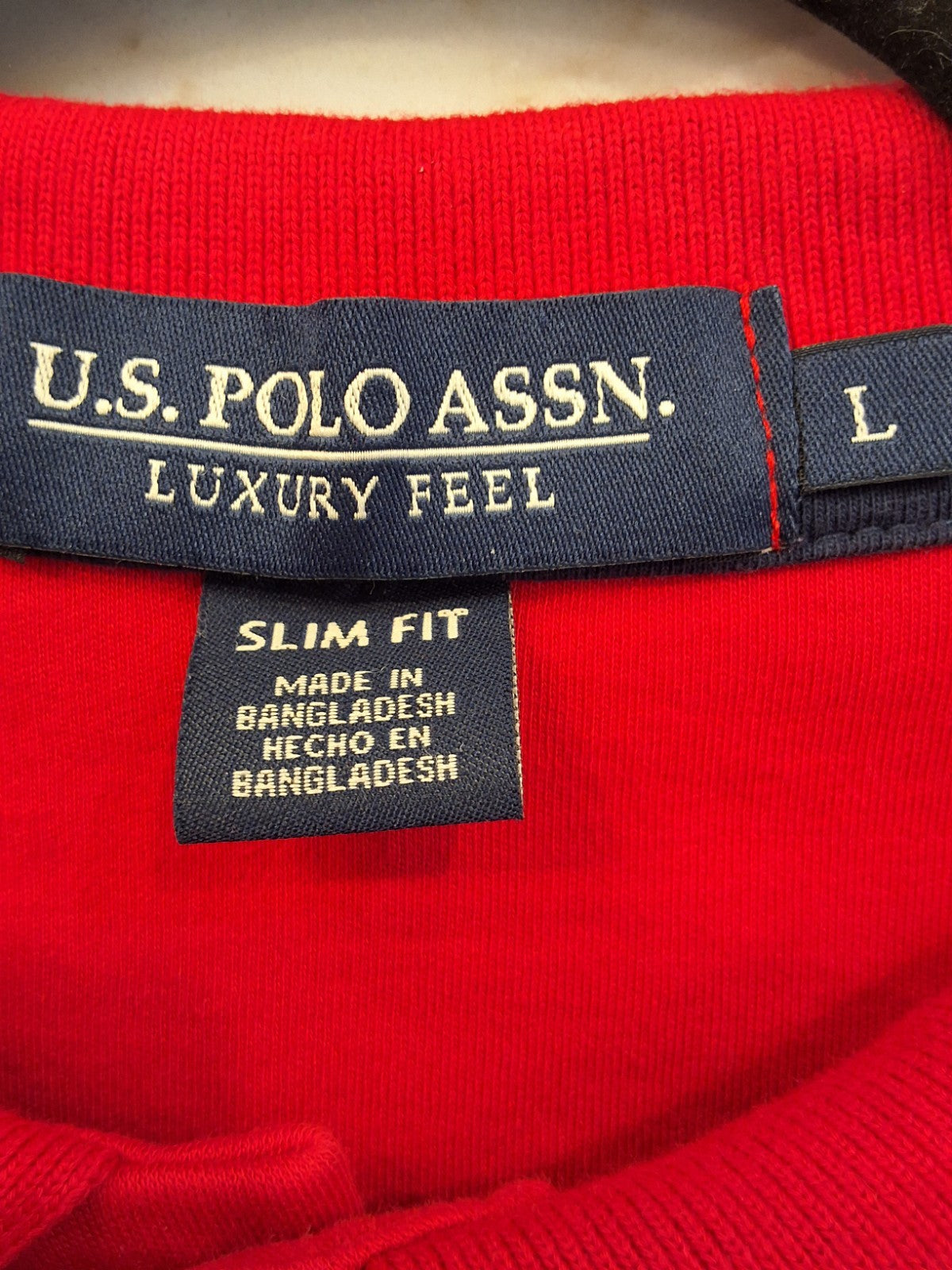 U.S. POLO ASSN. Red Pique Men's Knit Polo Shirt Short Sleeve Classic Fit Size L