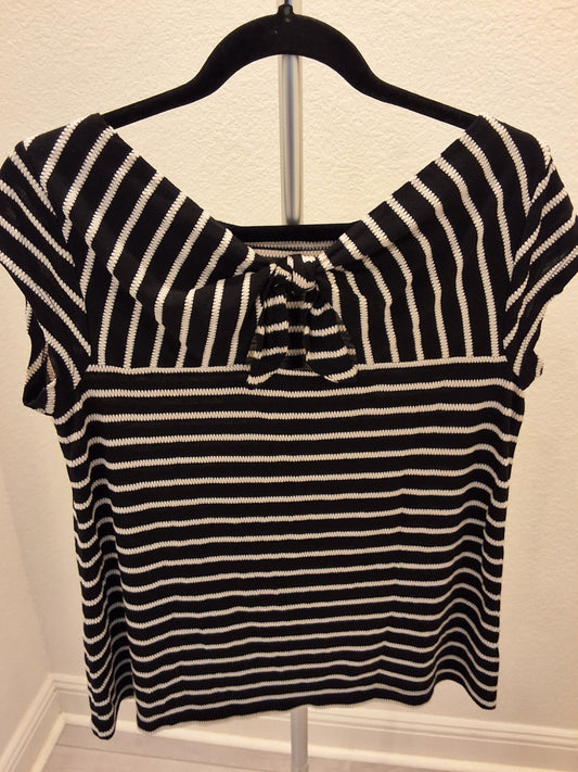 Loft Size M Black And White Stripe Tie in the back with keyhole Womens Top