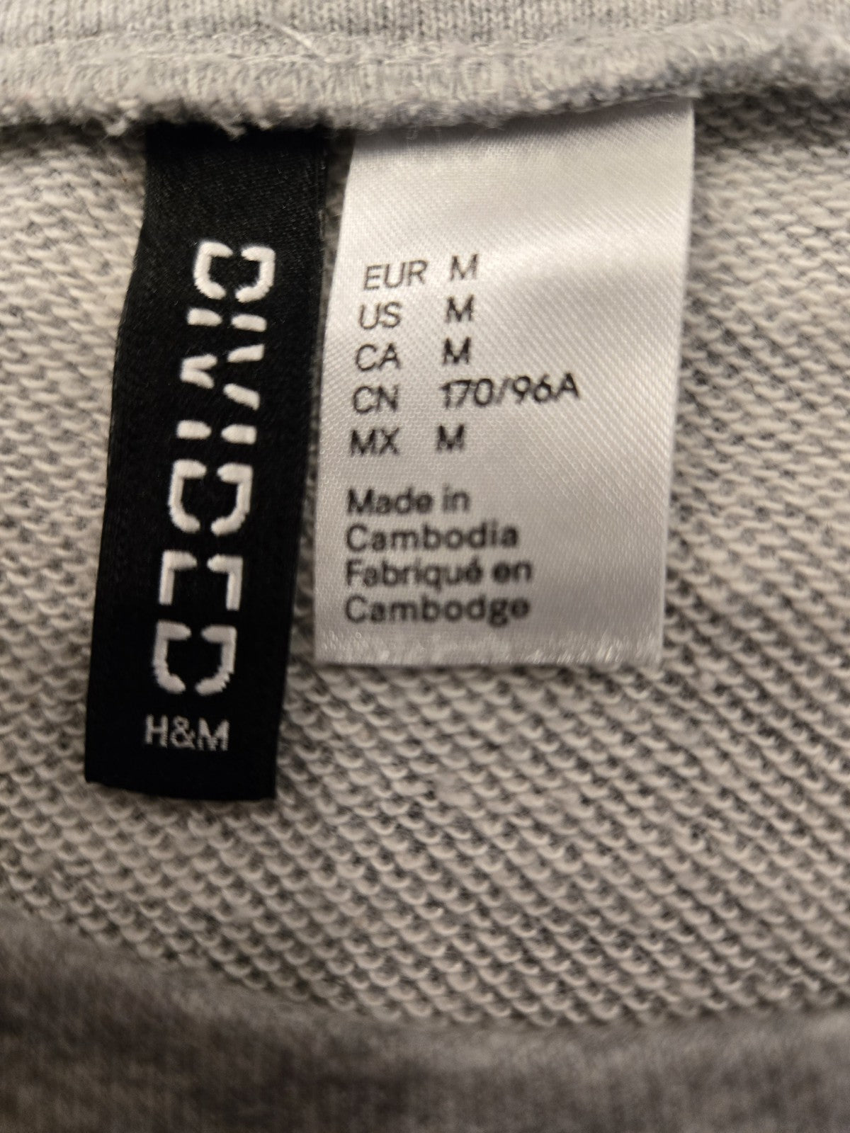 H&M Divided Grey Sweatshirt M White Floral Lace Overlay Raglan Pullover Crochet