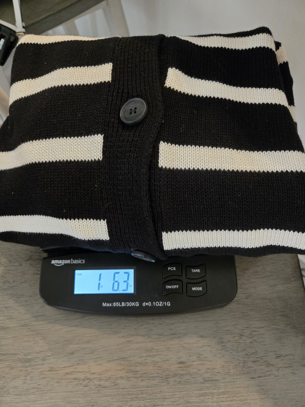 Terra & Sky NWT Stripe Black White Cardigan Sweater Women Plus 1X 16W-18WV-Neck