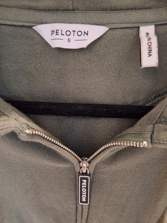 Peloton 2021 Hoodie S Army Green Full Zip Kangaroo Pockets Logo Sleeve