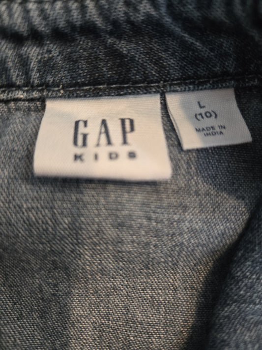 GAP Kids L 10 Embroidered Hearts Western Chambray Denim Shirt Kids Girls Snap