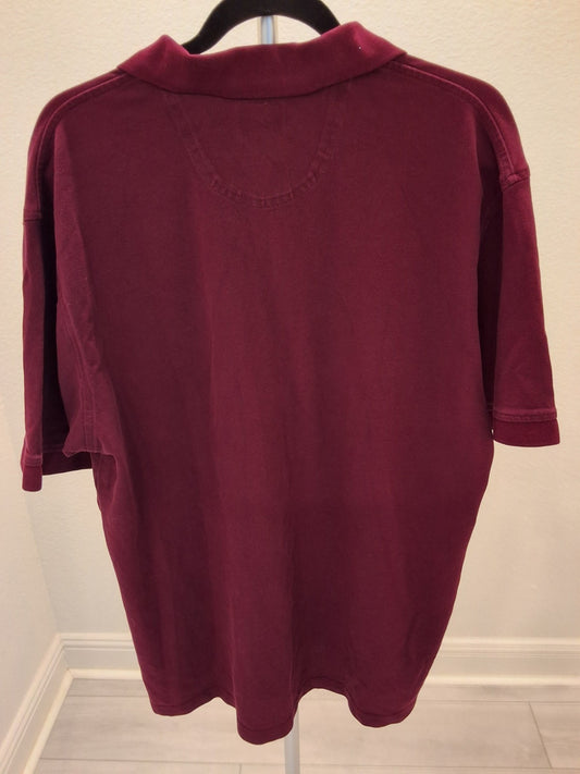 IZOD XL Dark Academia Polo Shirt Embroidered Short Sleeve Burgundy Quiet Luxury