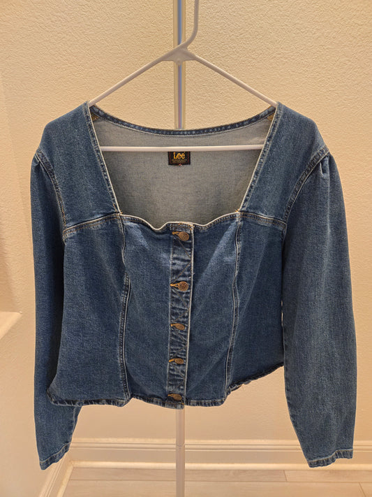 Lee Sweetheart Neck Corset Denim Top - Medium Wash - Medium