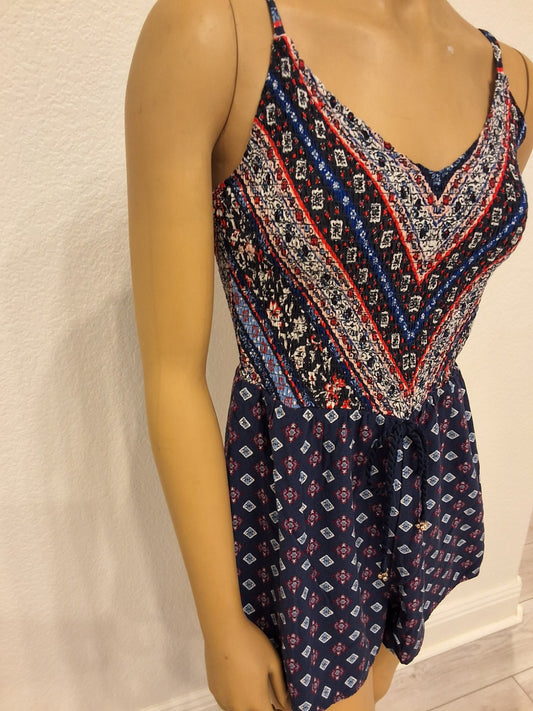 Blue Floral Size Small Pull on with Elastic at the Top Romper