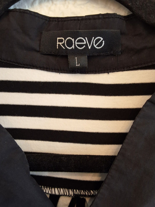 RUE21 Black White Stripe Top Bow Necktie Blouse Contrast Y2K 3/4 Sleeve L