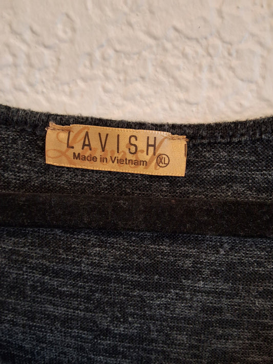 Lavish Size XL Womens 3/4 Sleeve Silver Rings down the sides Top