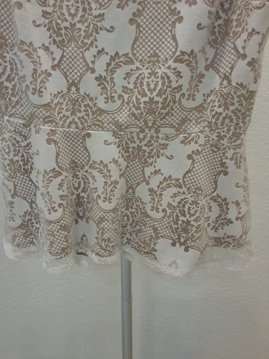 APT 9 Size L Nude Lace Tan and White Sleeveless Peplum Womens Top