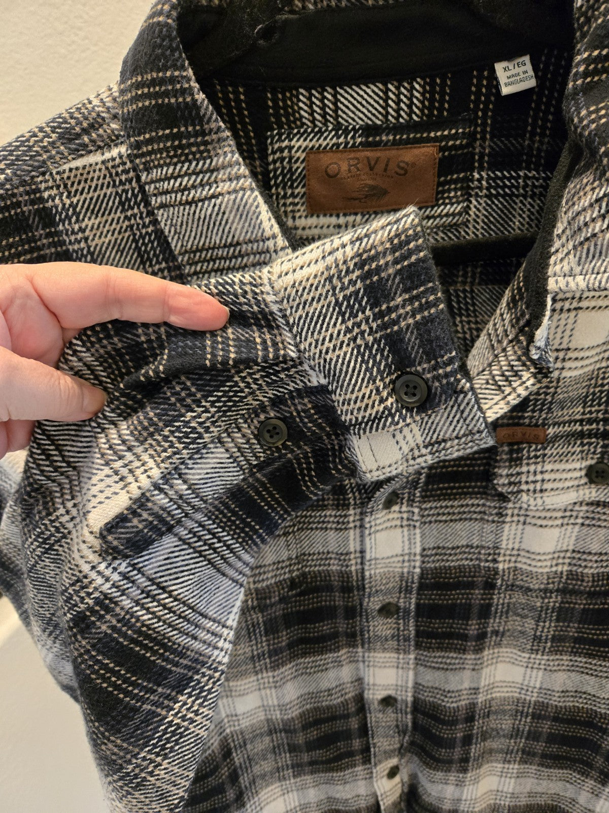 ORVIS Classic Collection Flannel Shirt Mens XL Black White Plaid Heavy Shacket