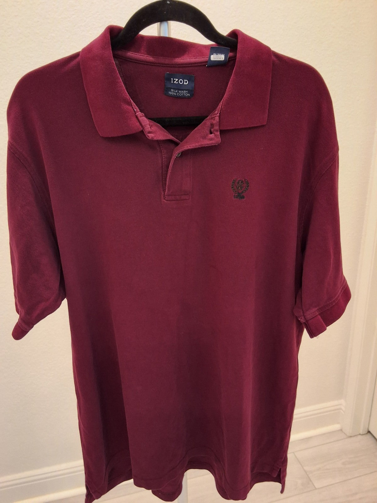IZOD XL Dark Academia Polo Shirt Embroidered Short Sleeve Burgundy Quiet Luxury