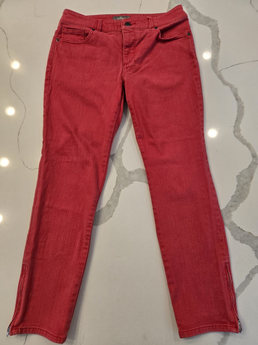 So Slimming by Chico's Women's Washed Red Ankle Zip Jeans Size 0.5 US Size 6