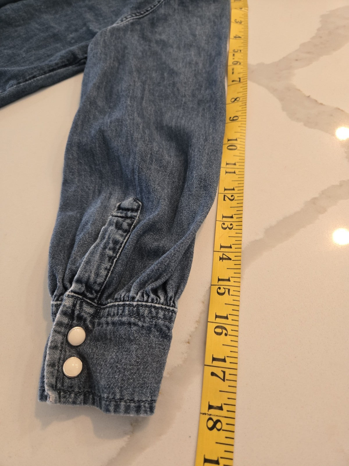 GAP Kids L 10 Embroidered Hearts Western Chambray Denim Shirt Kids Girls Snap