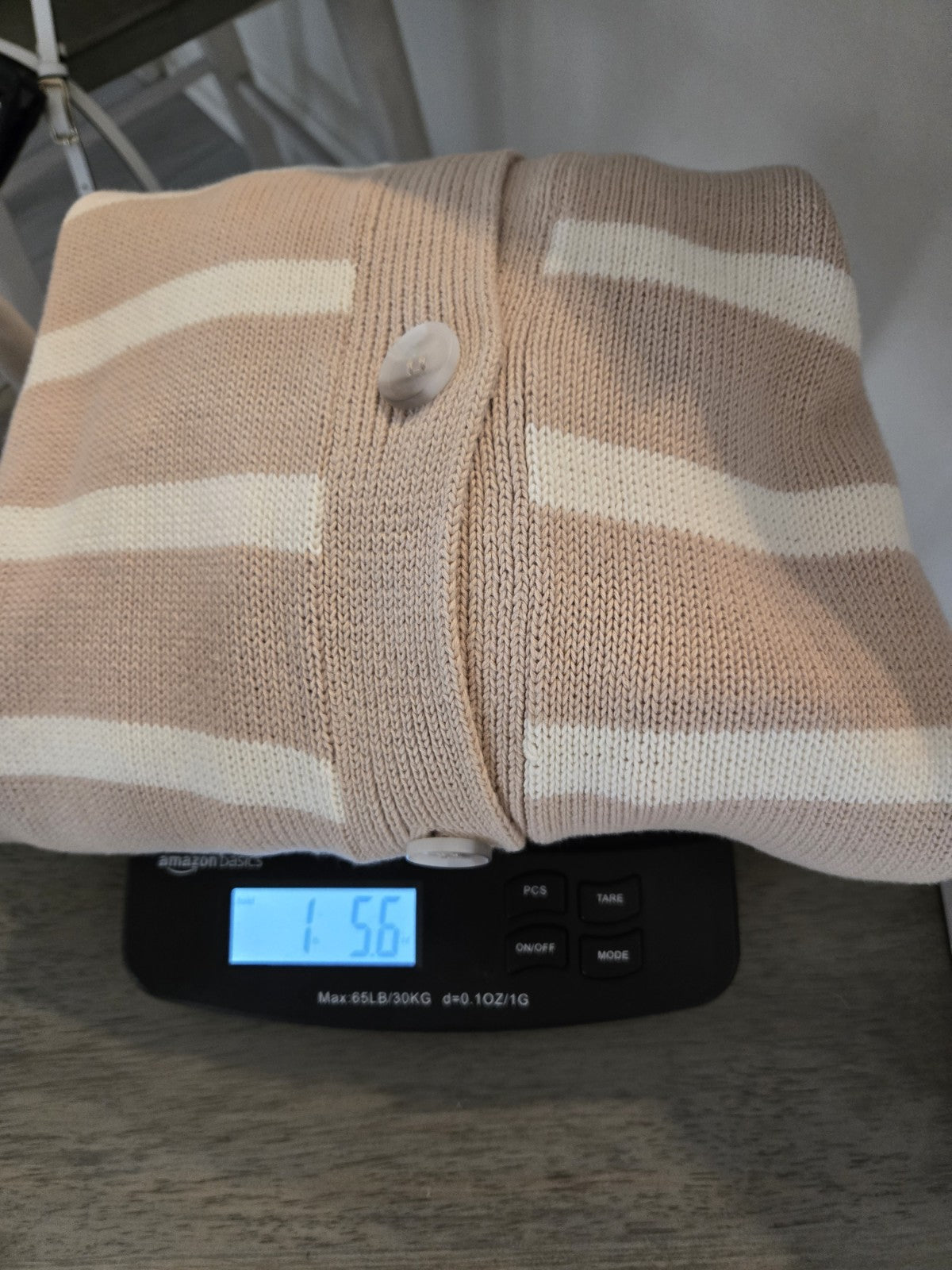 Terra & Sky Ivory Wide Stripe Terra & Sky Boyfriend Cardigan Plus Size 3x 16x18
