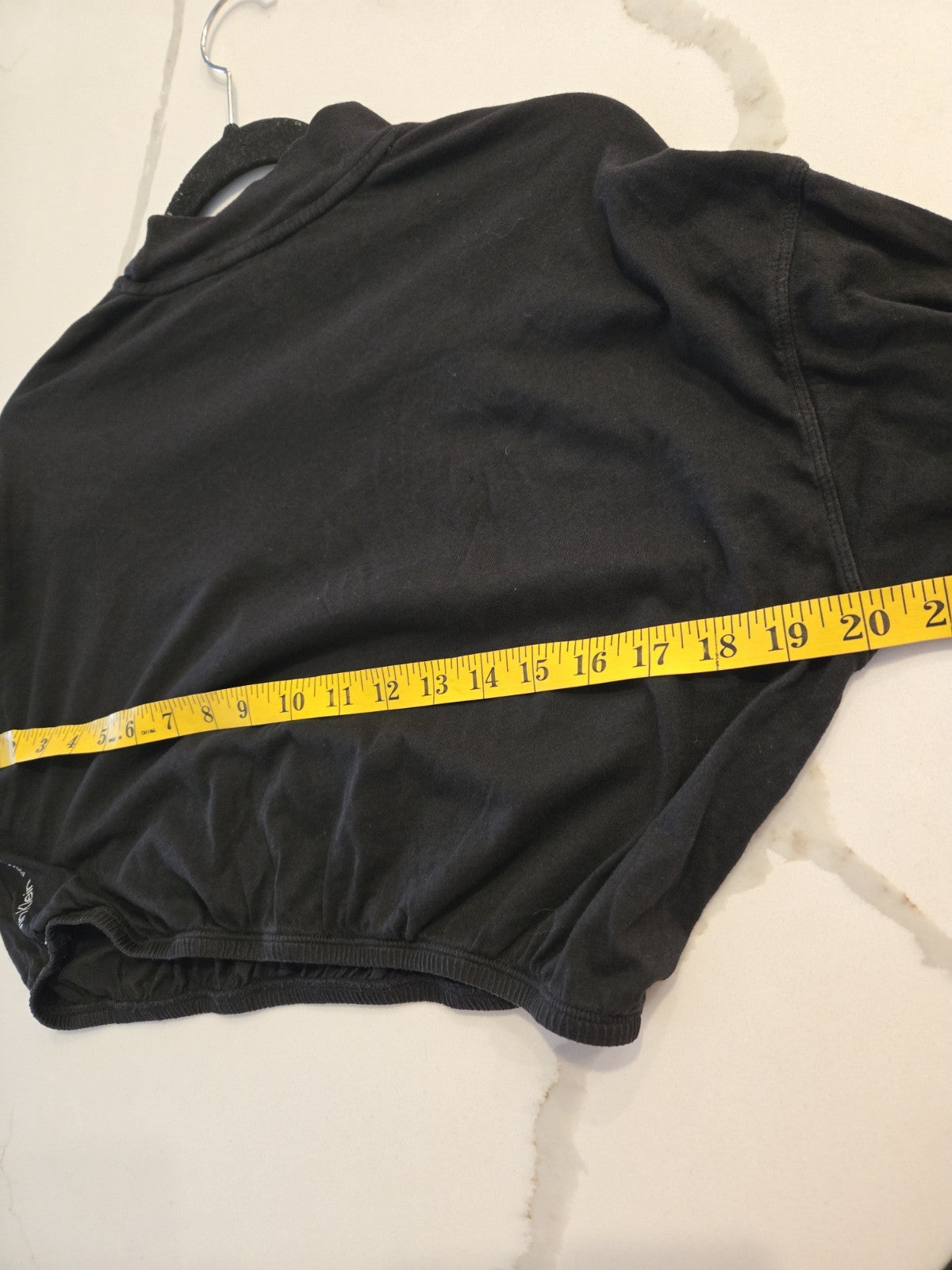 Calvin Klein Performance L Black Cropped Graphic Cinched Sweatshirt Pullover