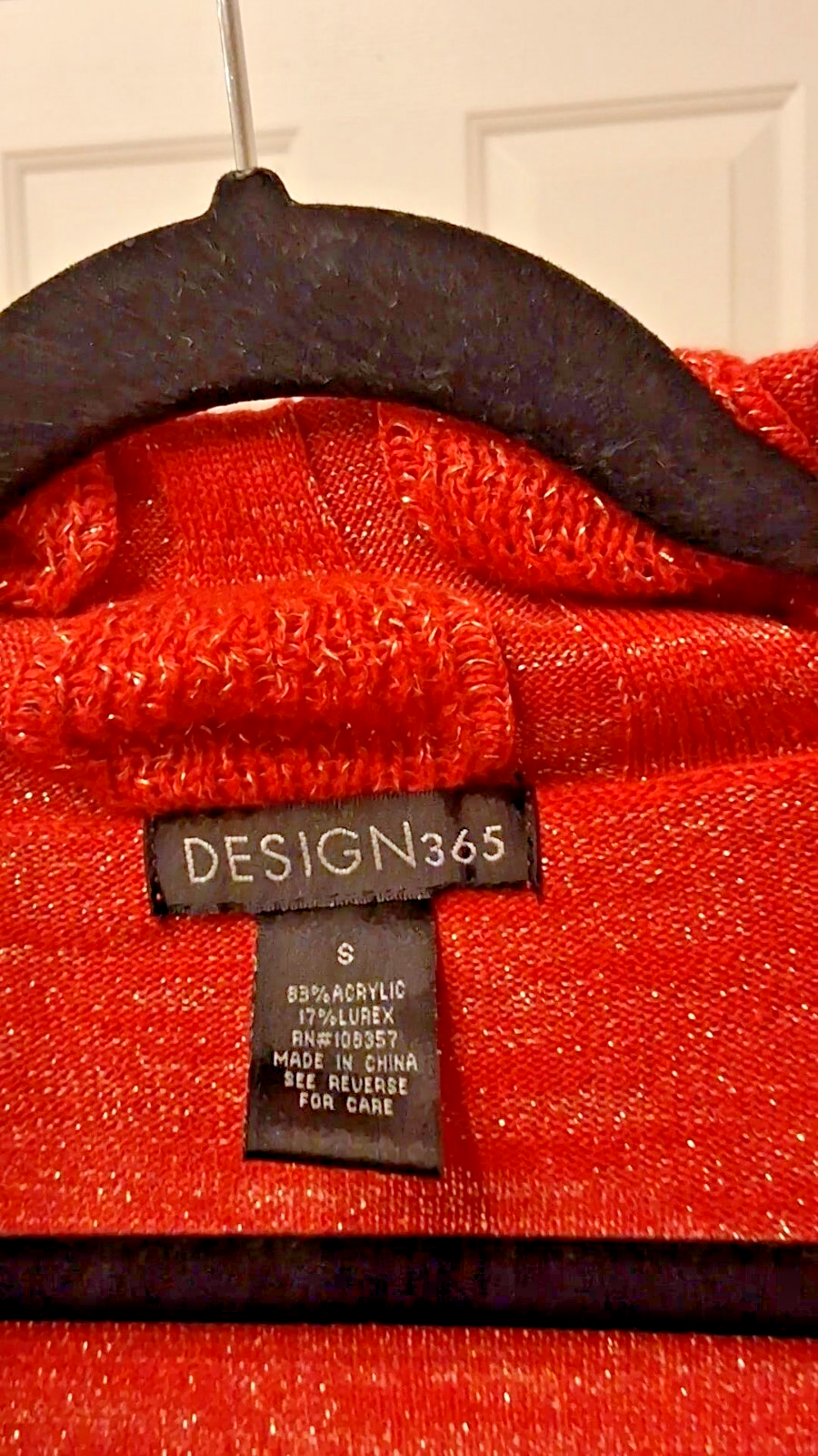 DESIGN 365 S Cowl Neck Sweater Heathered Knit Quiet Luxury Draped Orange Red