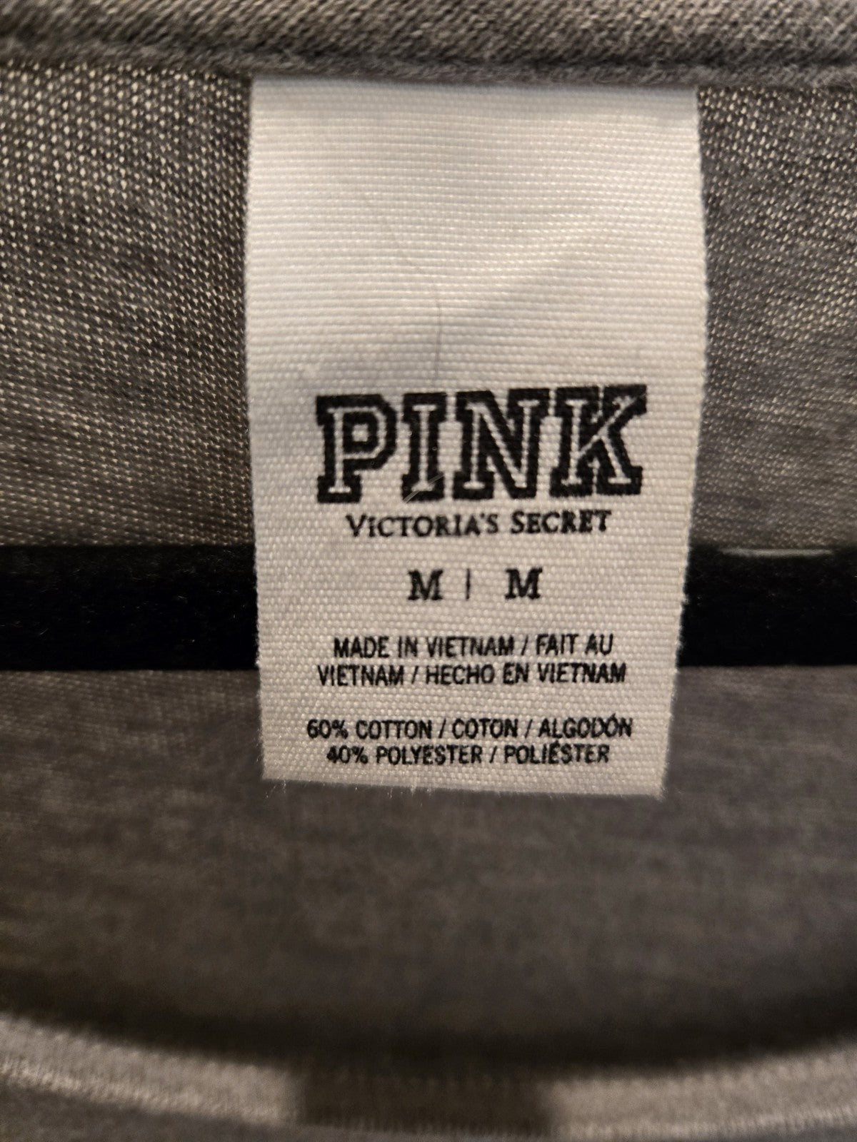 Pink Victoria's Secret M Gray Sequin Bling Logo Scoop Neck Sweatshirt Women