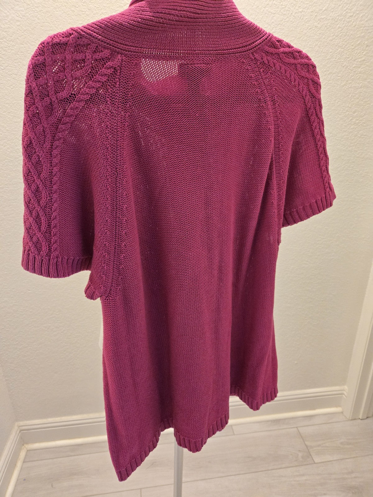 Lane Bryant 2X 18/20W Pink Cable Knit Short Sleeve Cardigan Sweater Women Plus
