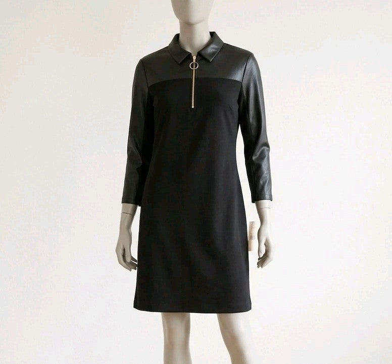 Nanette Lepore Size 10 NEW Goth Grunge Faux Leather Emo Career Knee Length Dress