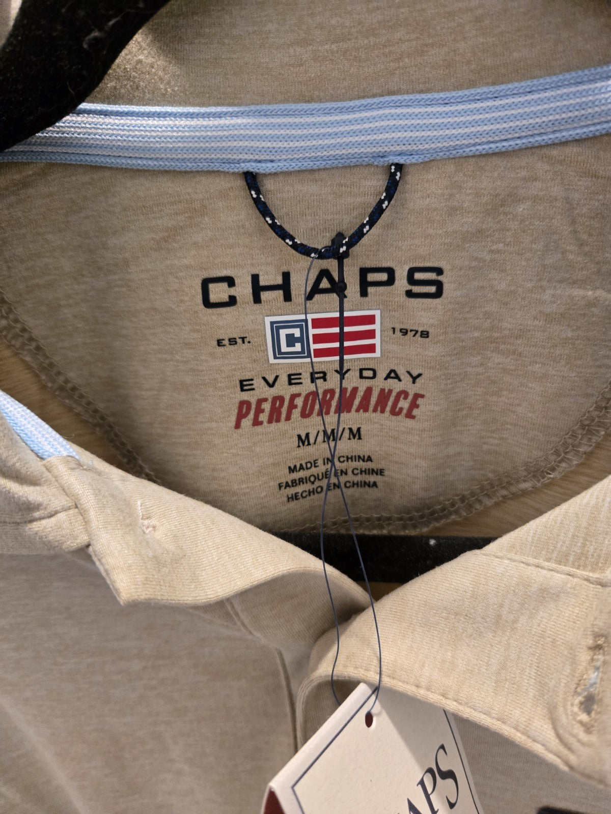 Chaps Men's NWT Short Sleeve Polo Shirt Size L Beige Performance Material