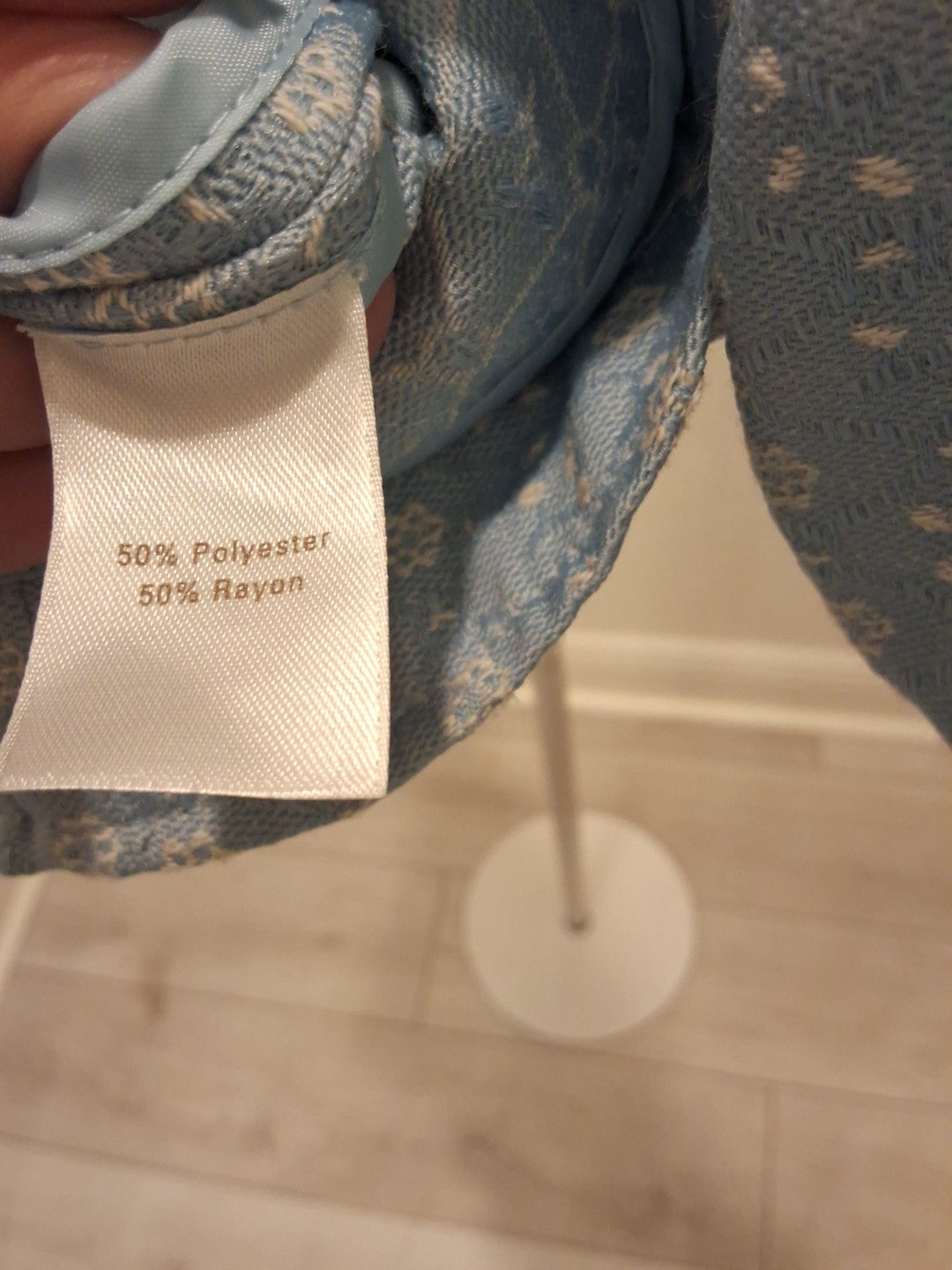 Caslon Blue White Floral Geometric Notch Lapel Faux Pockets Medium Blazer