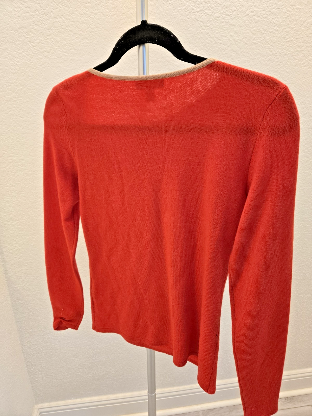 NY&Co Women's XS Coral Knit Sweater Oversized Side Bow Accent Long Sleeve Top