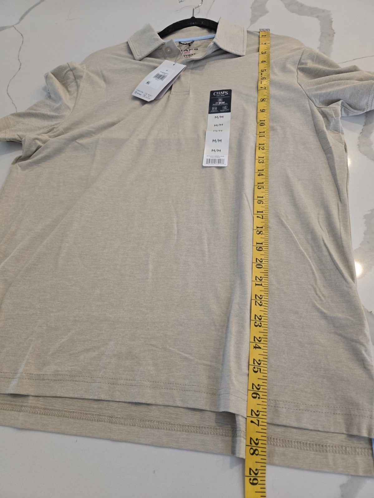 Chaps Men's NWT Short Sleeve Polo Shirt Size L Beige Performance Material