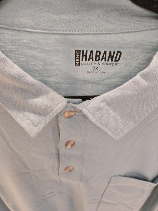 Haband 2XL Vintage Blue Polo  Retro 90s Dad Core Leisurewear Shirt Pocket NEW