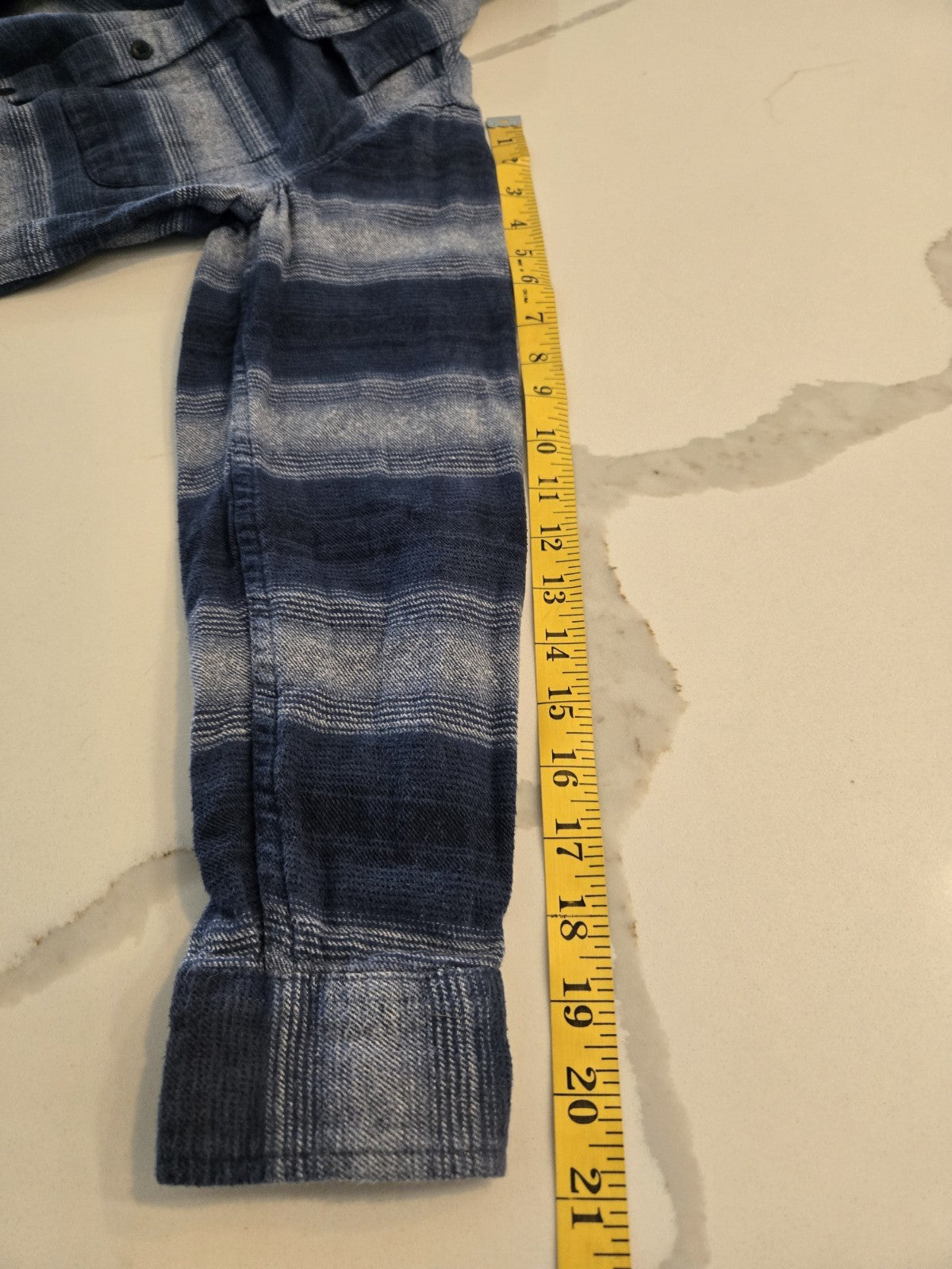 Old Navy L 10-12 Plus Striped Hooded Flannel Shirt Kids Blue Plaid Shacket