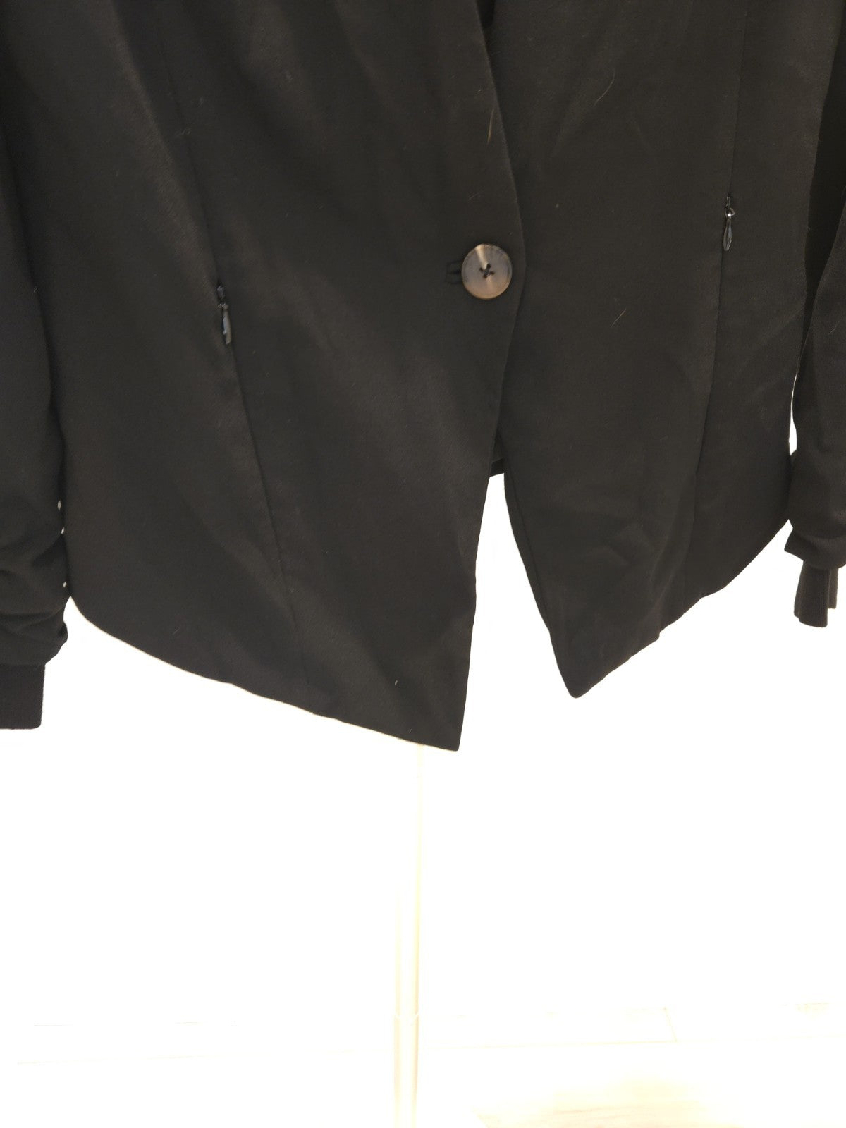 Adrianna Papell Black Single Button Blazer V-Neck Collarless M Size 10 Jacket