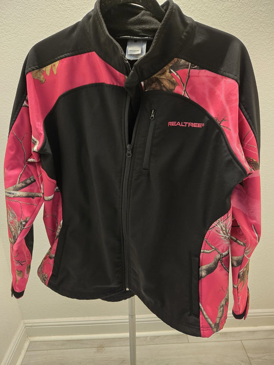 Realtree Medium Pink Camo Softshell Jacket Full Zip Outdoor Hunting Coat Women