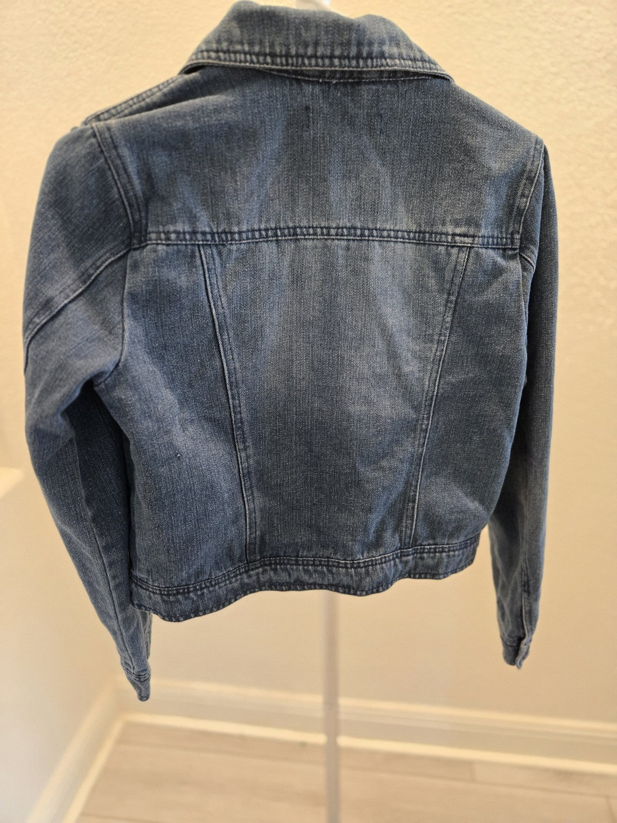 Dollhouse Denim Jacket Medium Cropped Blue Jean Trucker Vintage Style Y2K