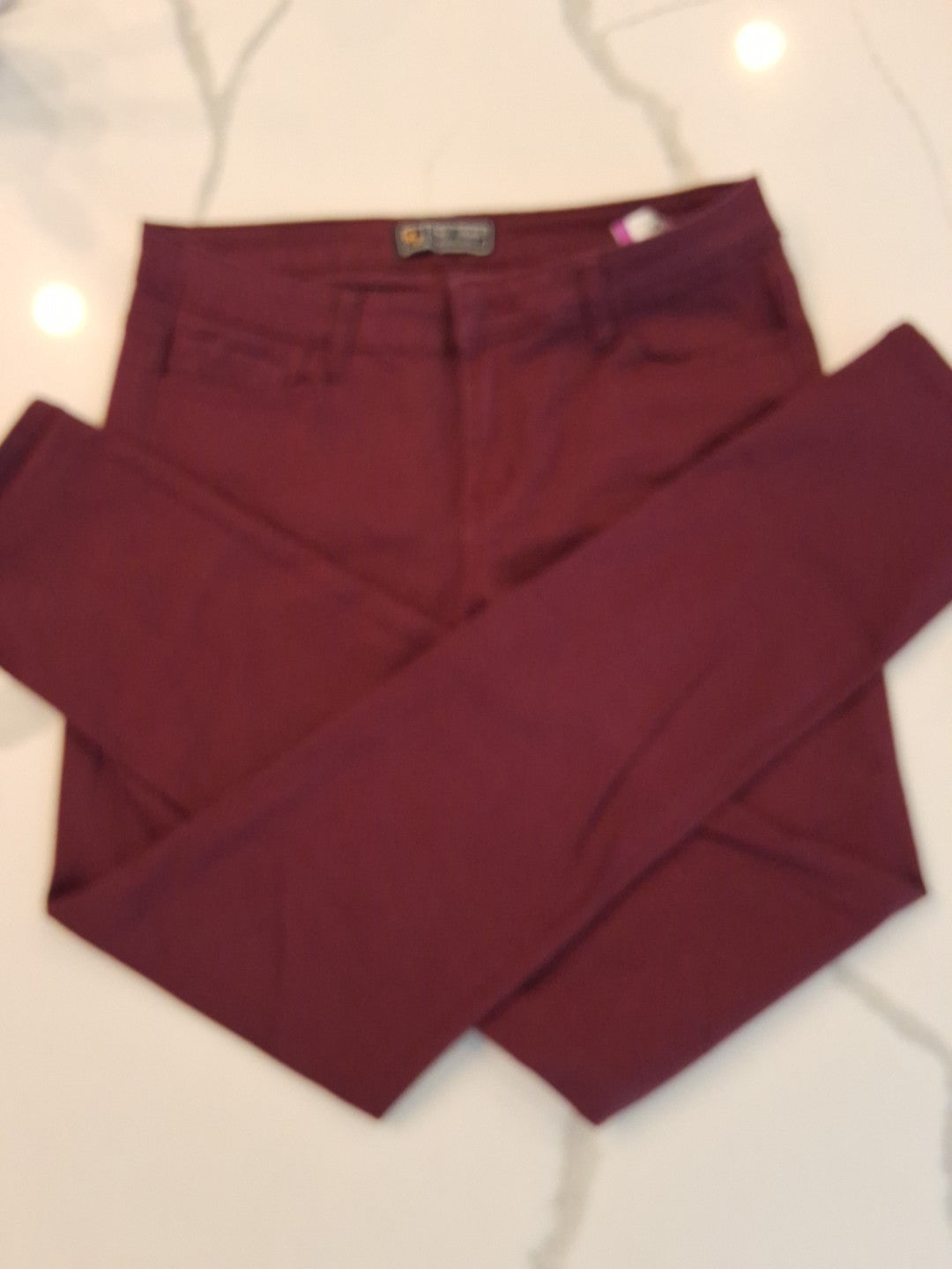 Wax Jeans Premium Denim Burgundy Size 11 Mid Rise 5 Pocket Slimming Jeans