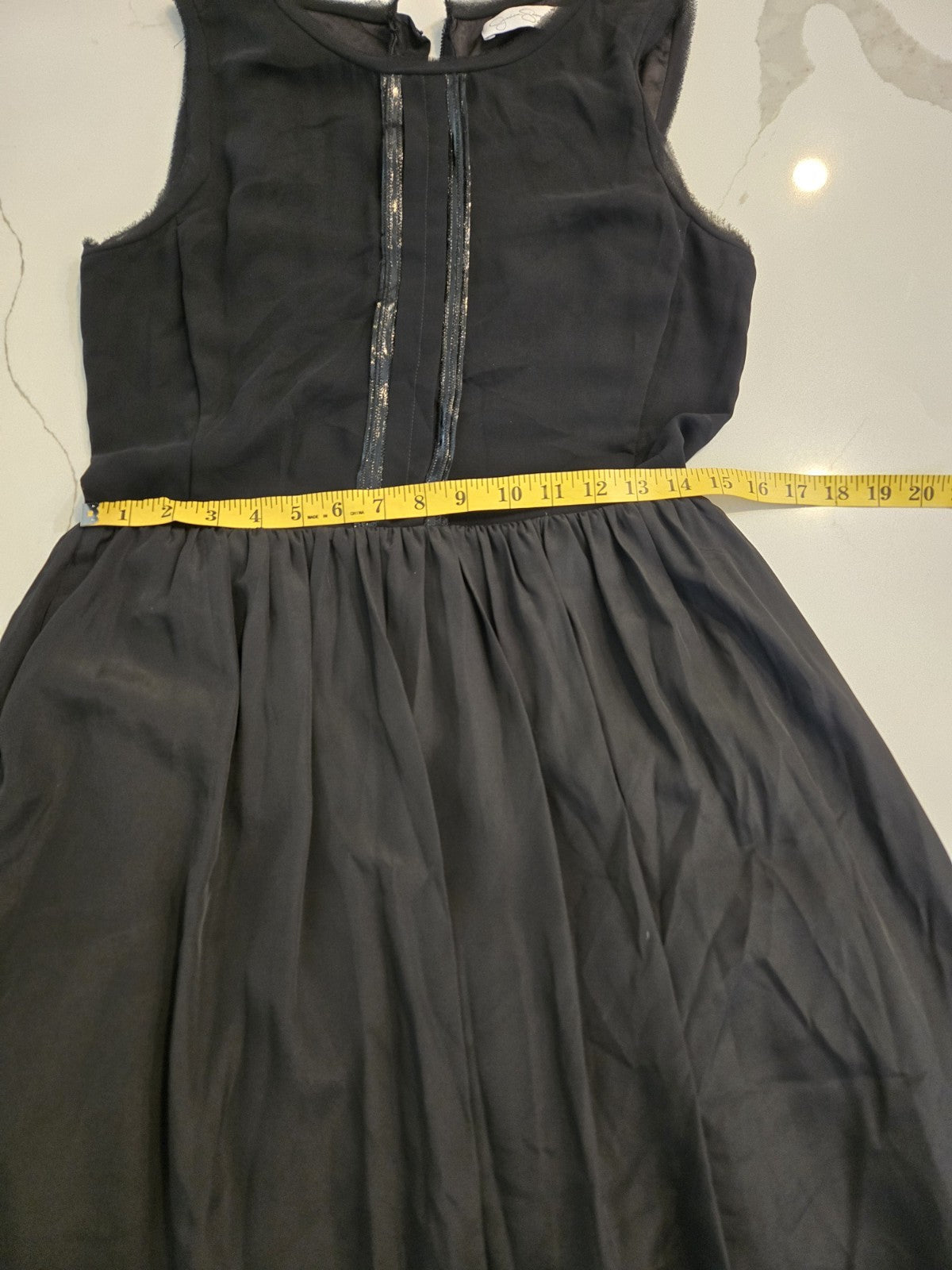 Jessica Simpson 8 Black Mesh Illusion Skater Mini Dress Zipper Fit Flare