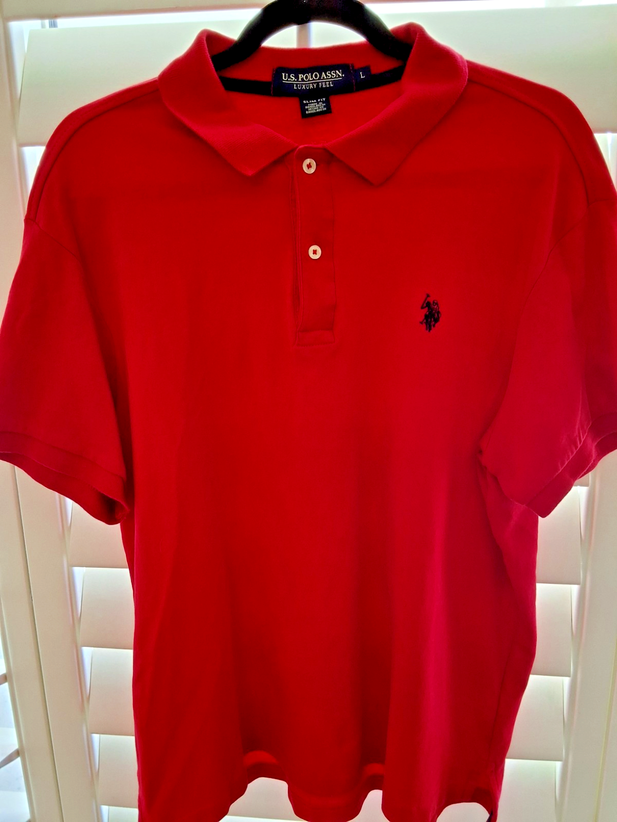 U.S. POLO ASSN. Red Pique Men's Knit Polo Shirt Short Sleeve Classic Fit Size L