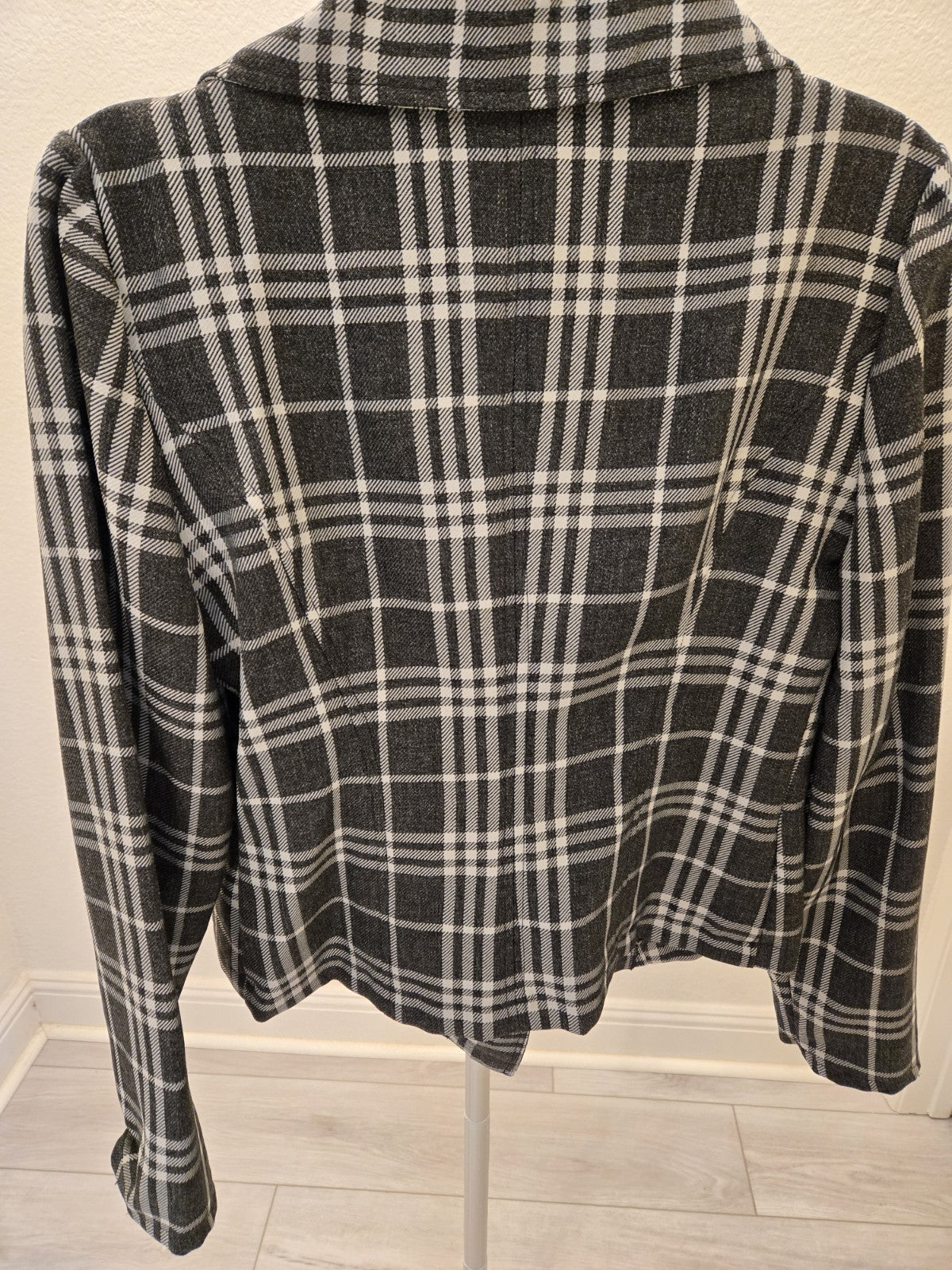 Susie Rose L Dark Academia Plaid Peacoat Cropped Double Breasted Quiet Luxury