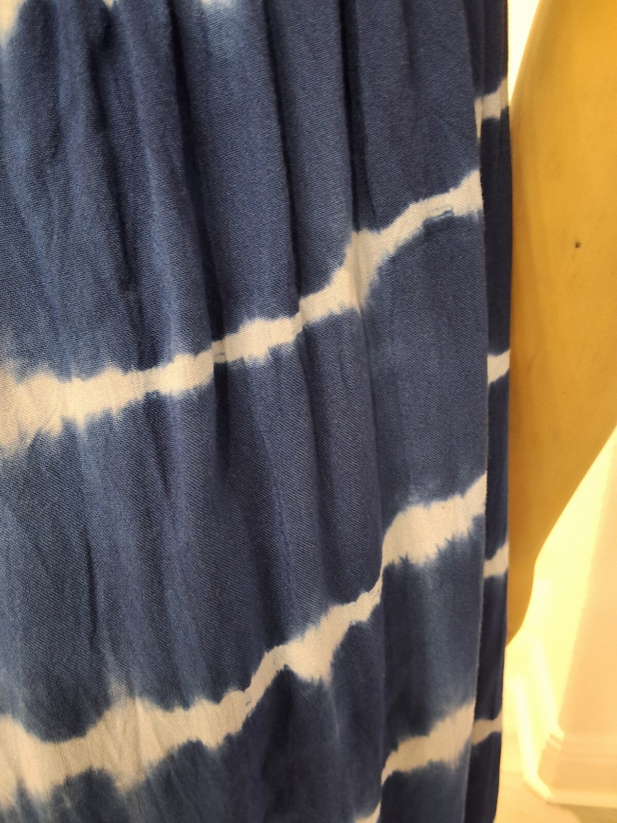 Ellen Weaver S Tie Dye Maxi Dress Smocked Bardot Off Shoulder Blue White Y2K