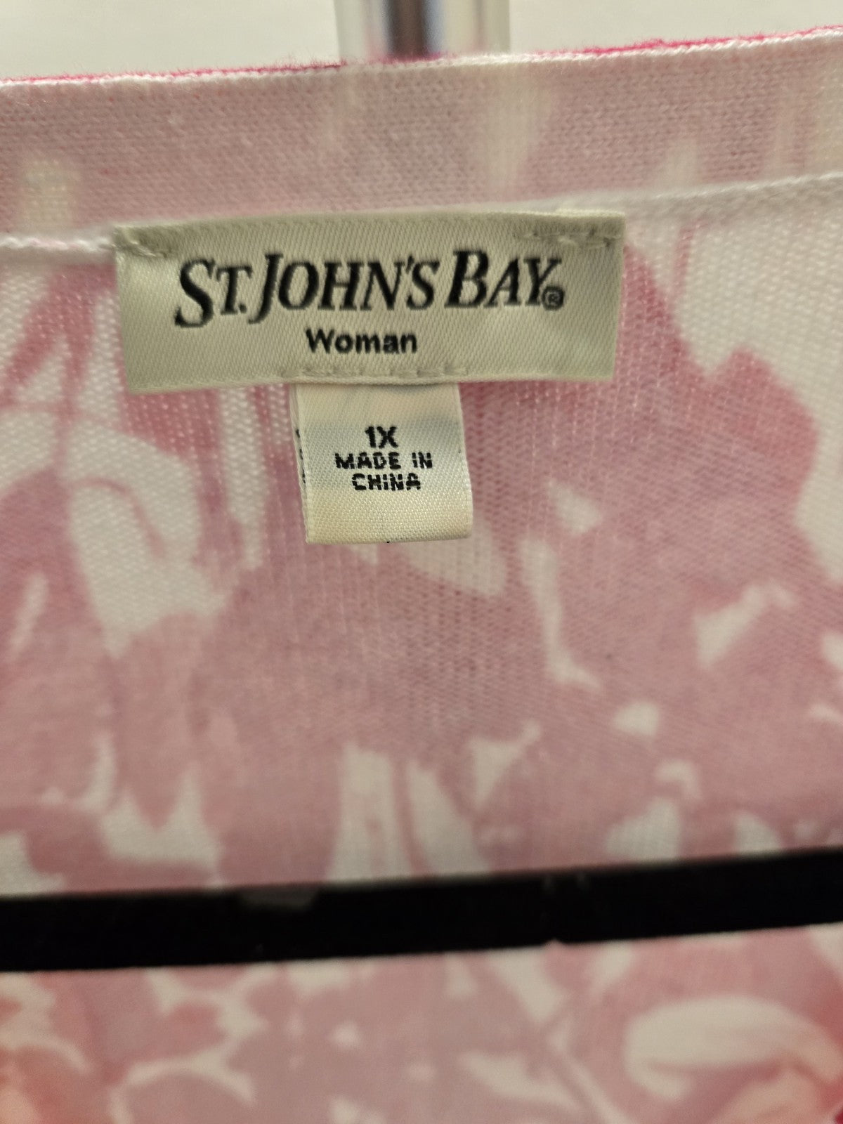 St. John's Bay 1X Floral Button Front Cardigan Sweater Women Pink Plus Size