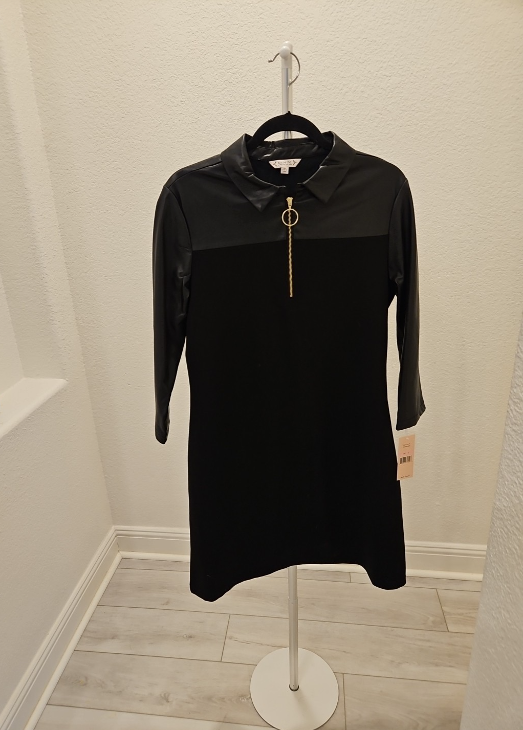 Nanette Lepore Size 10 NEW Goth Grunge Faux Leather Emo Career Knee Length Dress