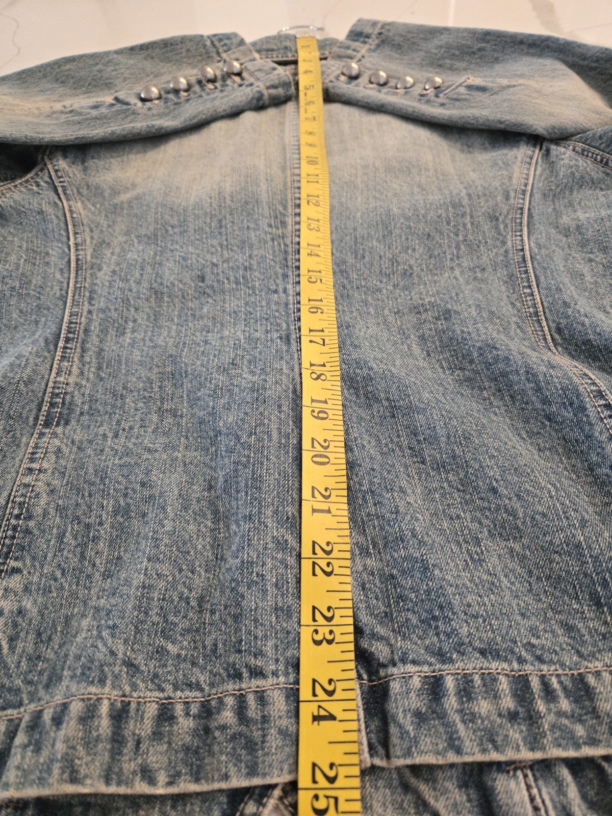 Crazy Horse Vintage Denim Blazer Liz Claiborne Blue Jean Jacket L Womens Y2K