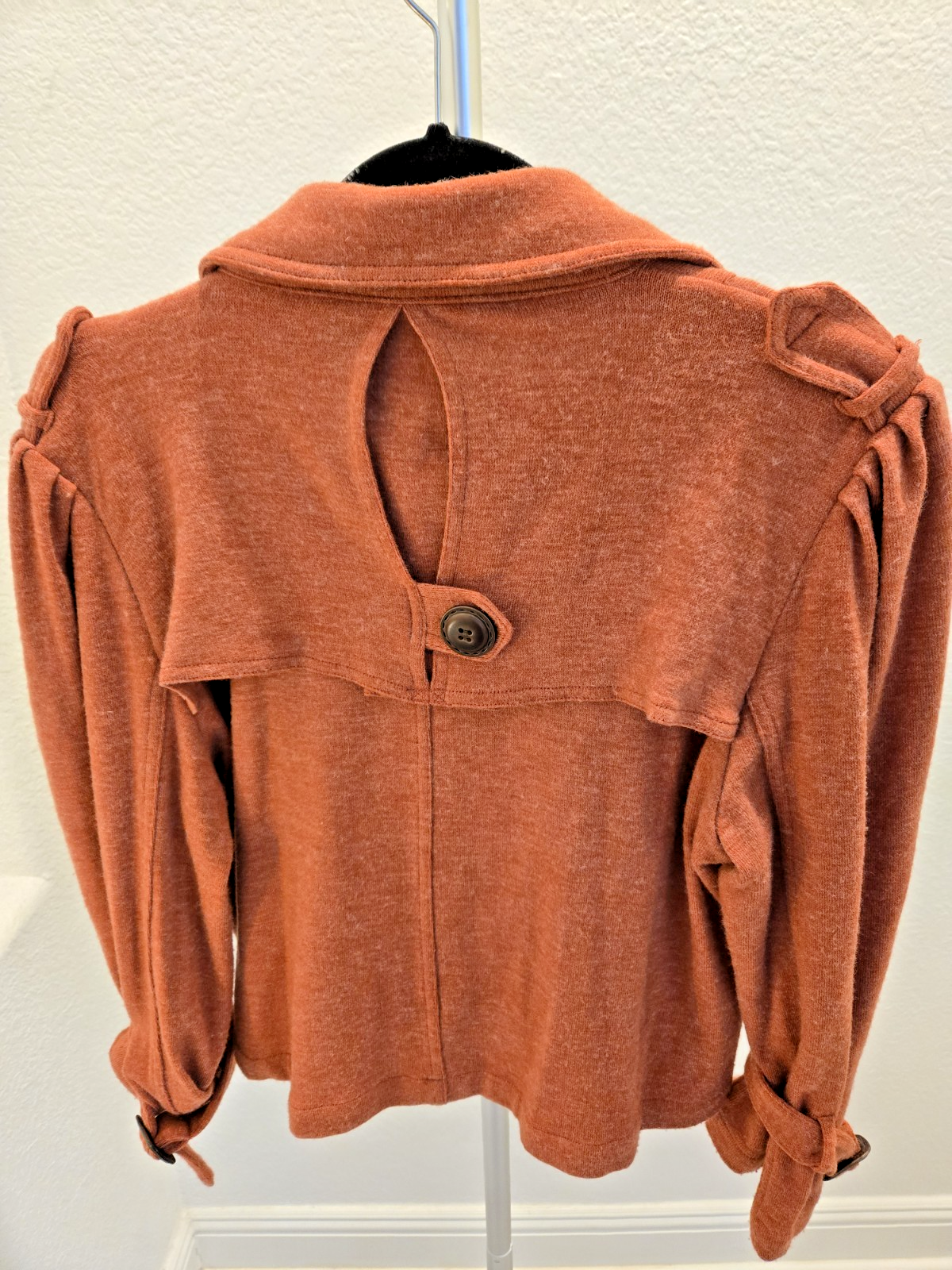 American Rag Women's L Double-Breasted Peplum Sweater Jacket Rust Orange