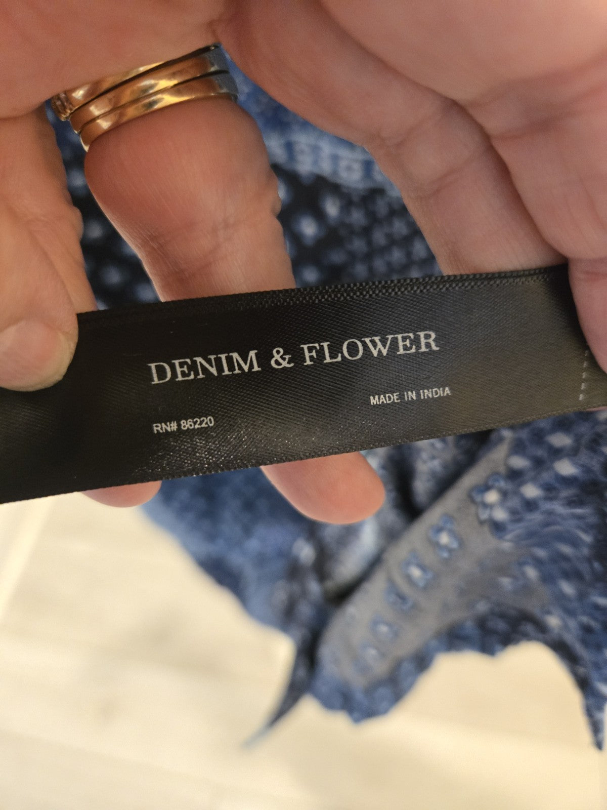 Denim & Flower Ricky Singh Patchwork Shirt L Mens Blue Paisley Bandana Medalion