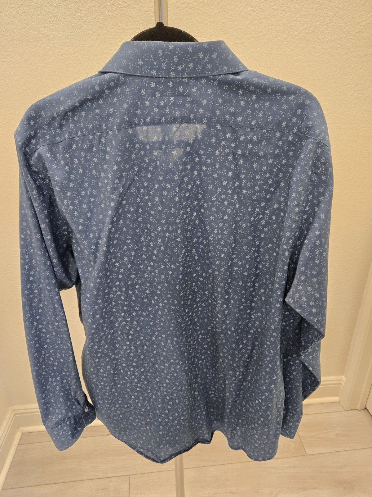 Penguin An Original L Slim Fit Micro Floral Blue Casual Long Sleeve Heritage
