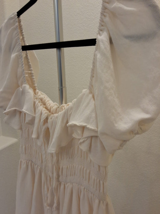 Nectar Clothing Size S with Ruffles Stretch Waist Cream Color Baby Doll Dress