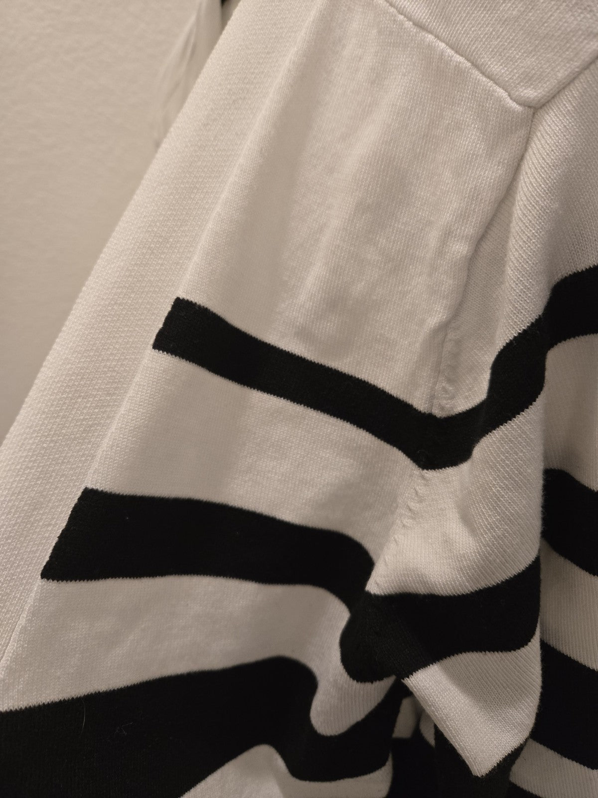 Verve Ami L Coastal Grandmother Cardigan Striped Open Front Quiet Luxury B/W